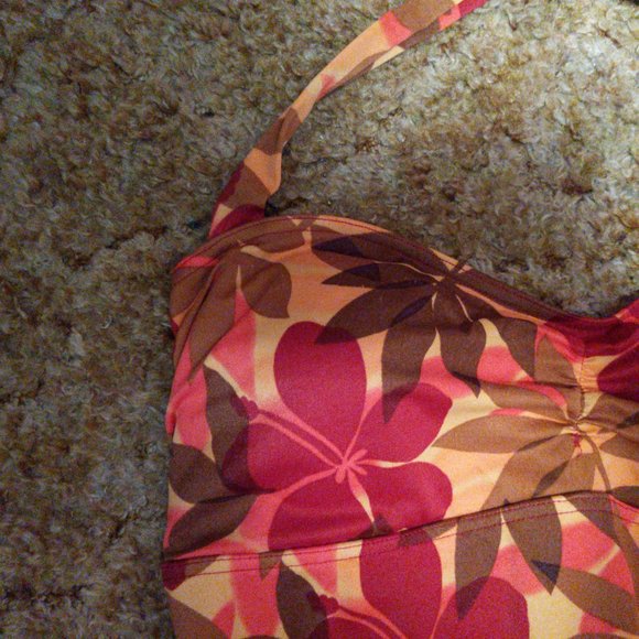 4/$20 | Baltex Tropical Flower Design One Piece Halterneck Swimsuit - Picture 2 of 5